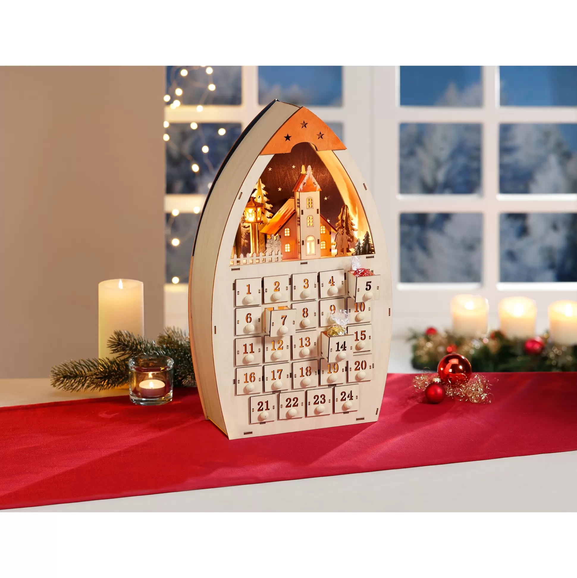 Kerstdecoraties^viva domo Adventskalender Met Led-Licht Kerstverhaal