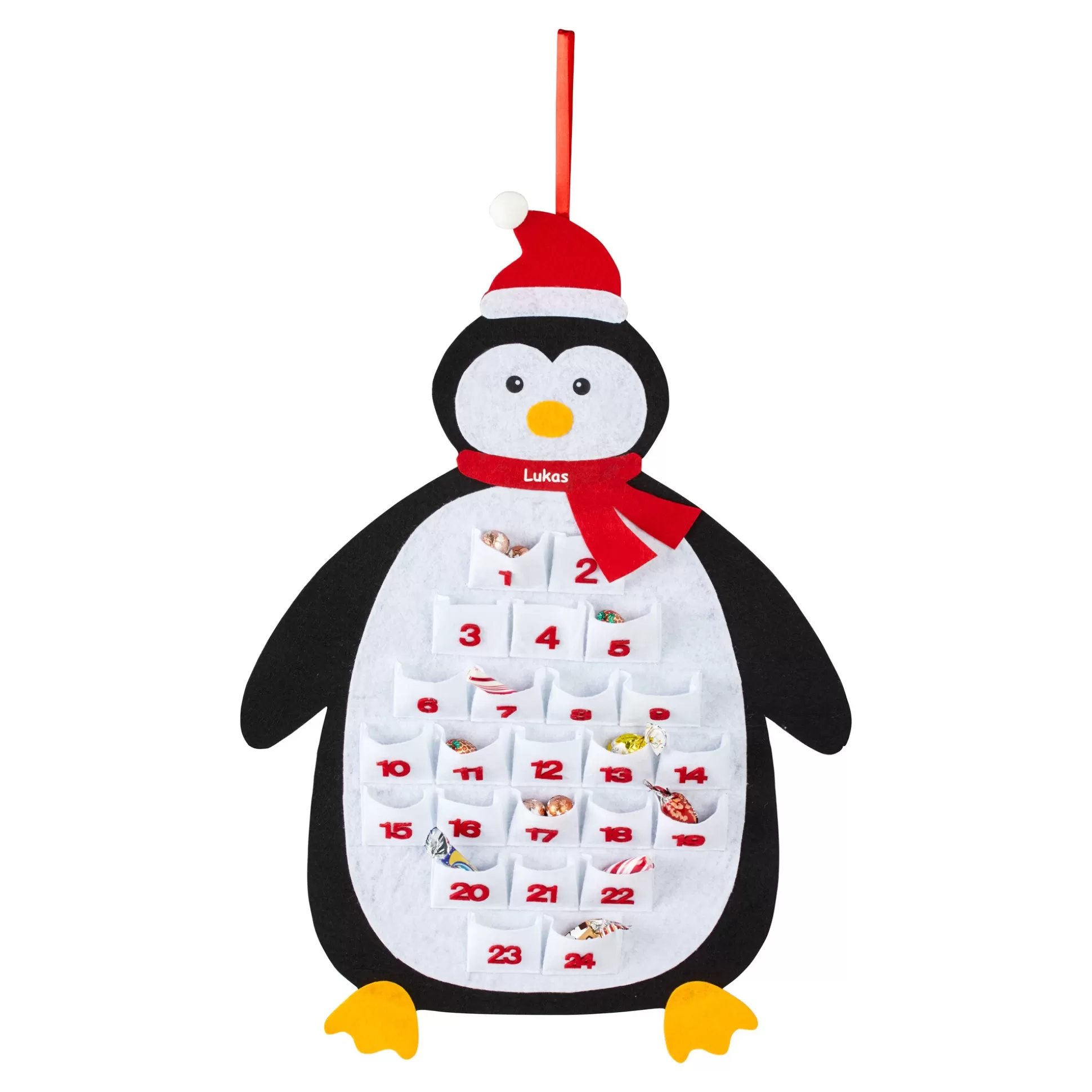 Kerstdecoraties^* Adventskalender "Pinguin" Gepersonaliseerd Met Naam