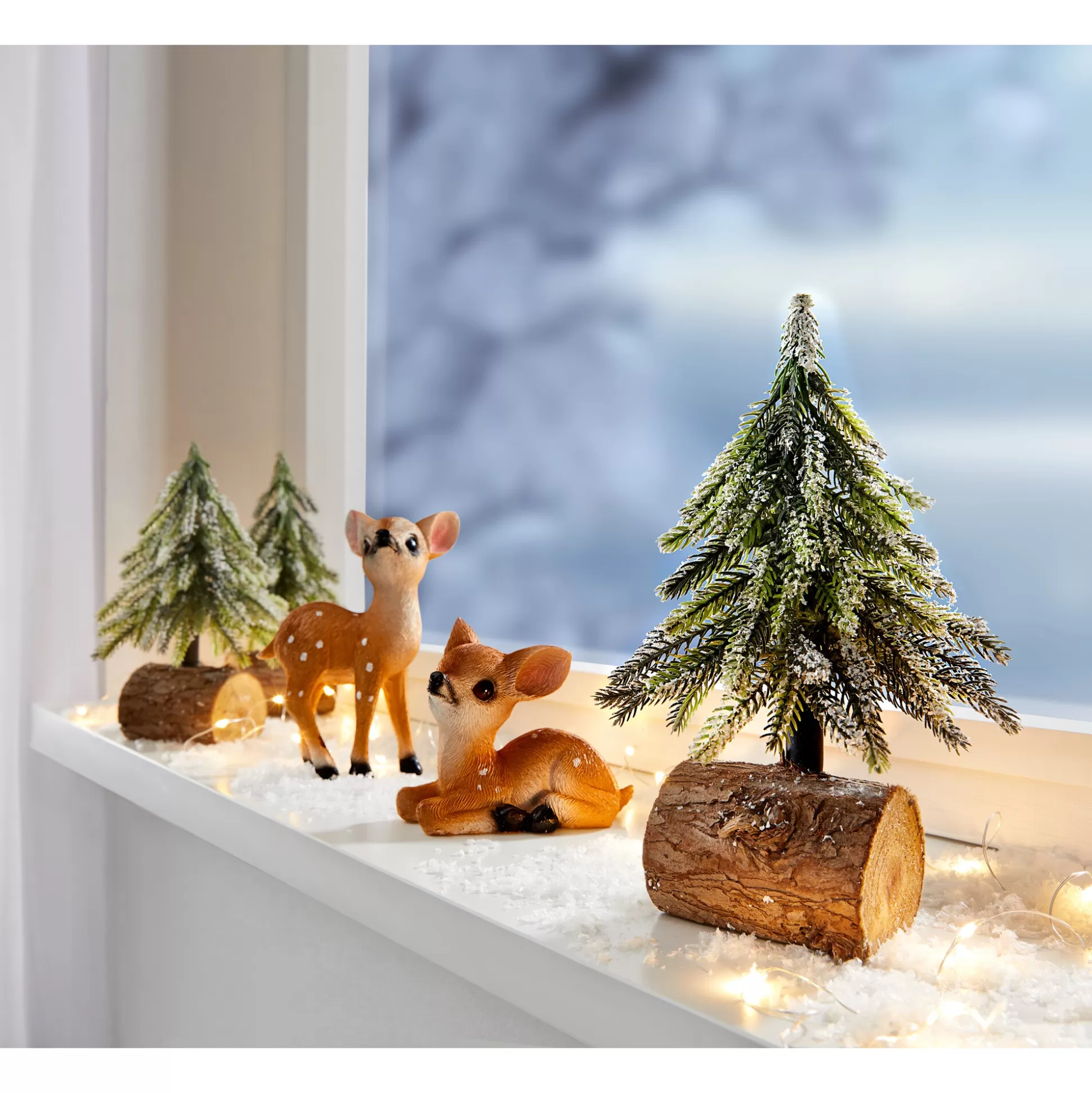 Kerstdecoraties^viva domo Besneeuwd Deco-Kerstboompje