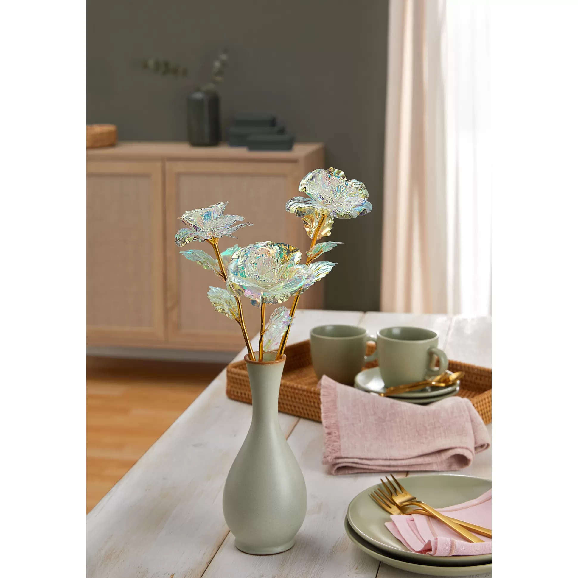 Planten & Bloemendecoratie^viva domo Decoratief Lichtgevend Rozentrio, 3 Stuks