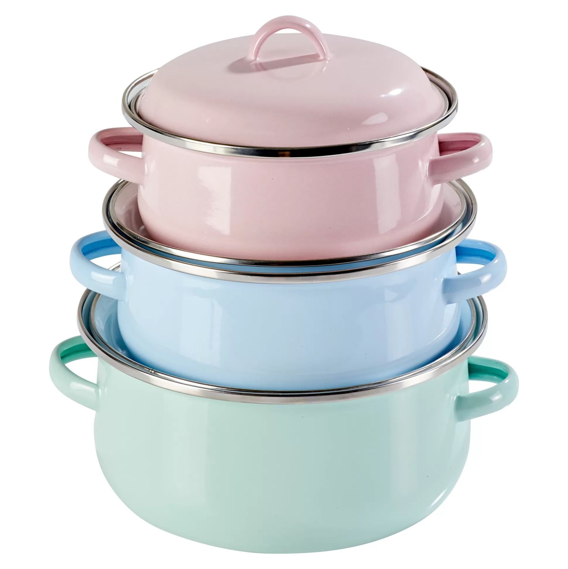 Potsets^genialo Emaille Pannenset 'Pastel', 6-Delig