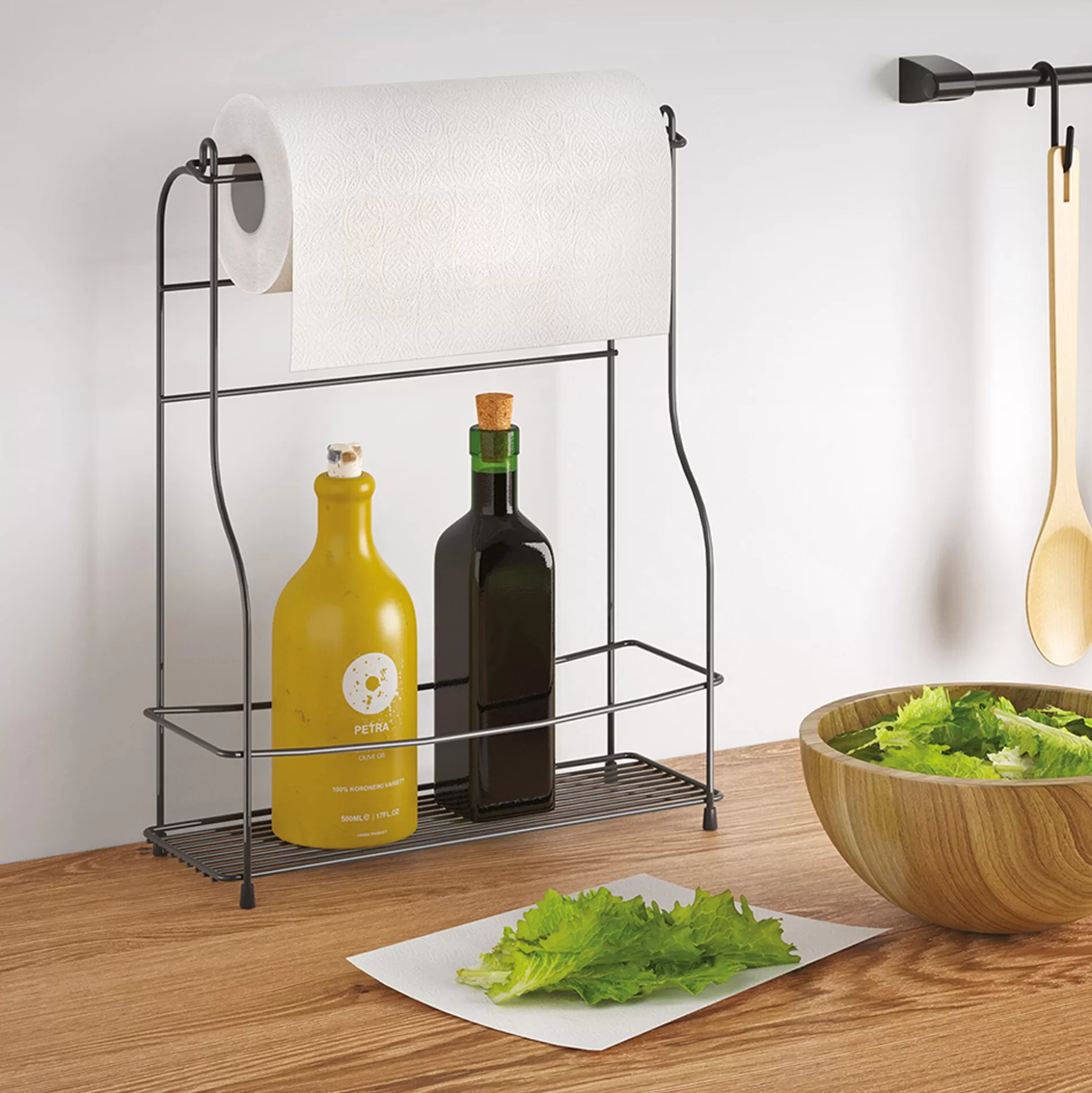 Kruidenrekjes^Metaltex Kruidenrek Met Keukenrolhouder "Balsamico-Roll" Lava Met 2 Etages