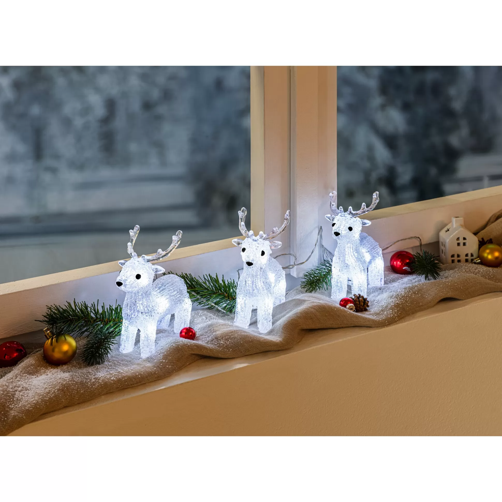 Kerstdecoraties^viva domo Led-Rendieren, 3 Stuks