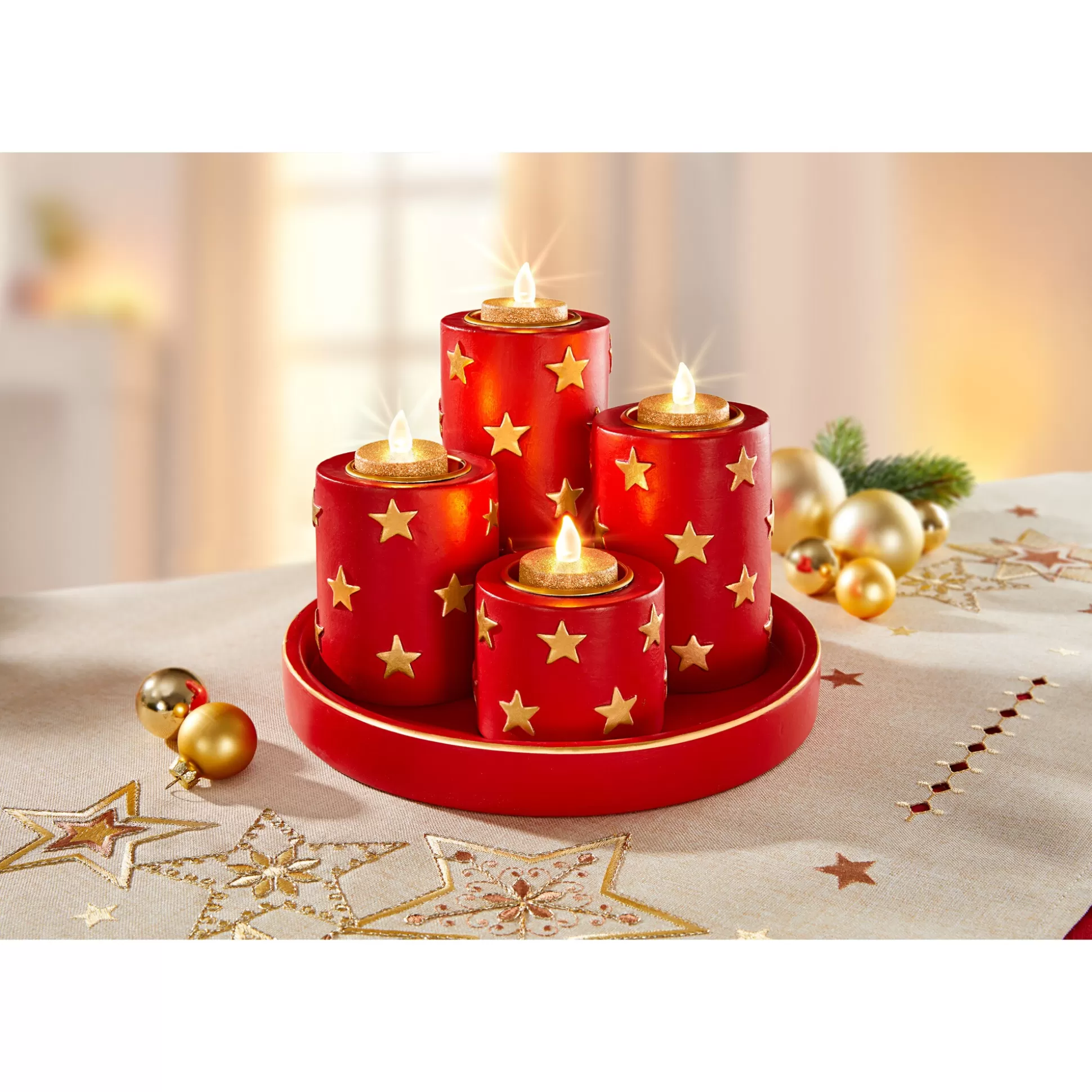 Kerstdecoraties^* Led-Theelichtjes Goud 4 Stuks + 2 Gratis