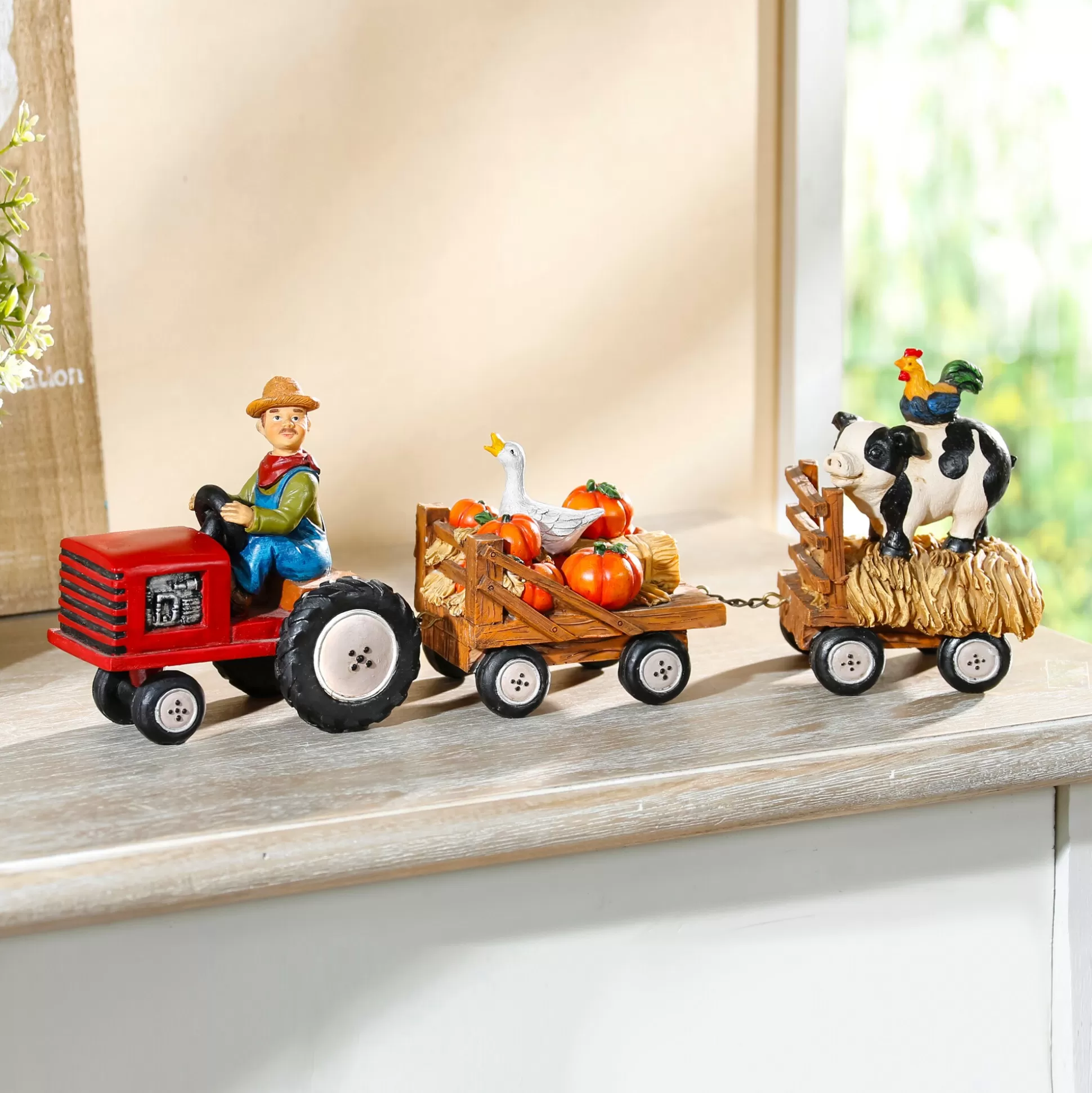 Decoratiefiguren^* Tractor Met Aanhangers Oogstdank