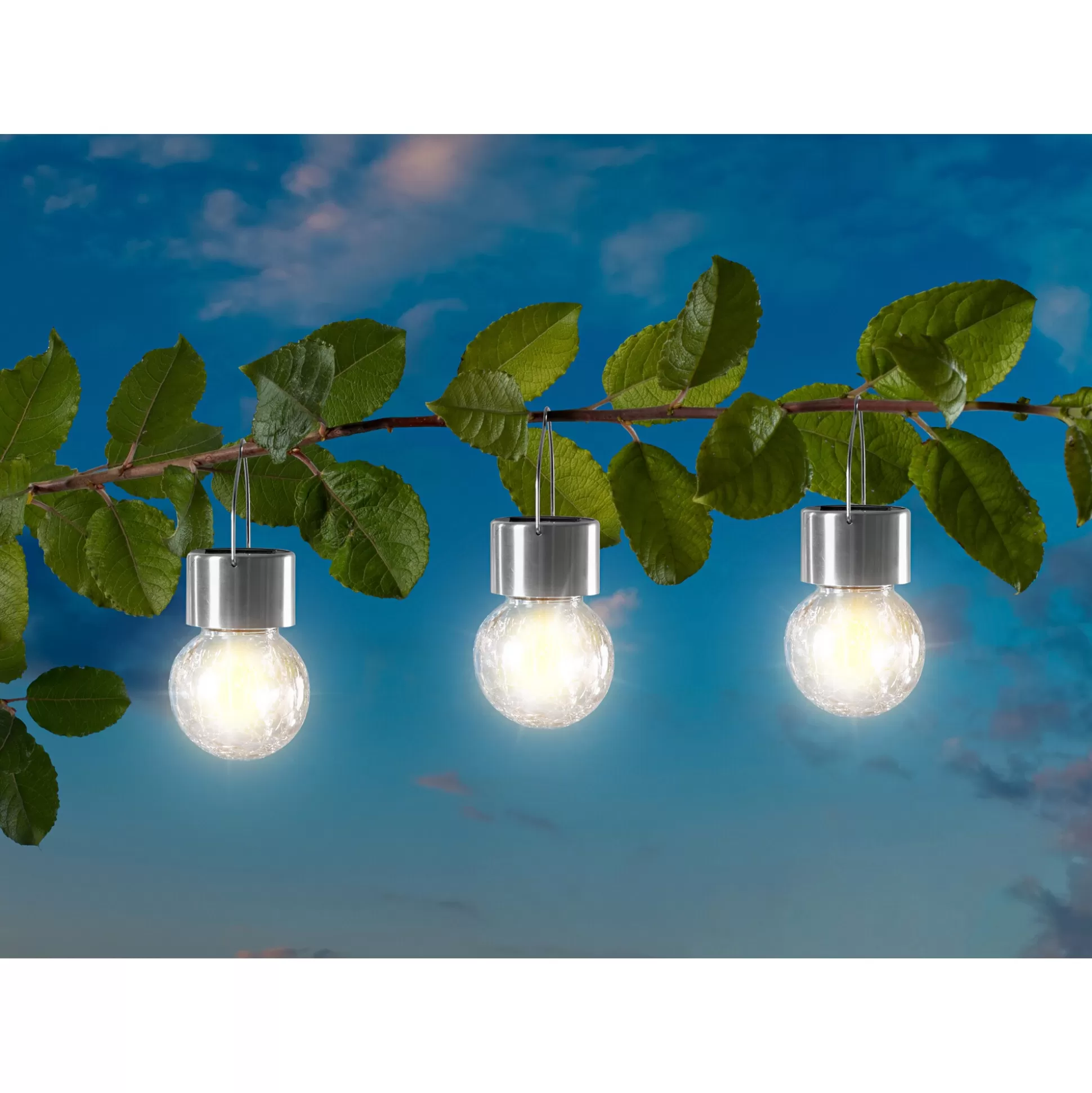 Tuindecoratie^genialo Trio Glazen Solar Hanglampen Multicolor, 3 Stuks